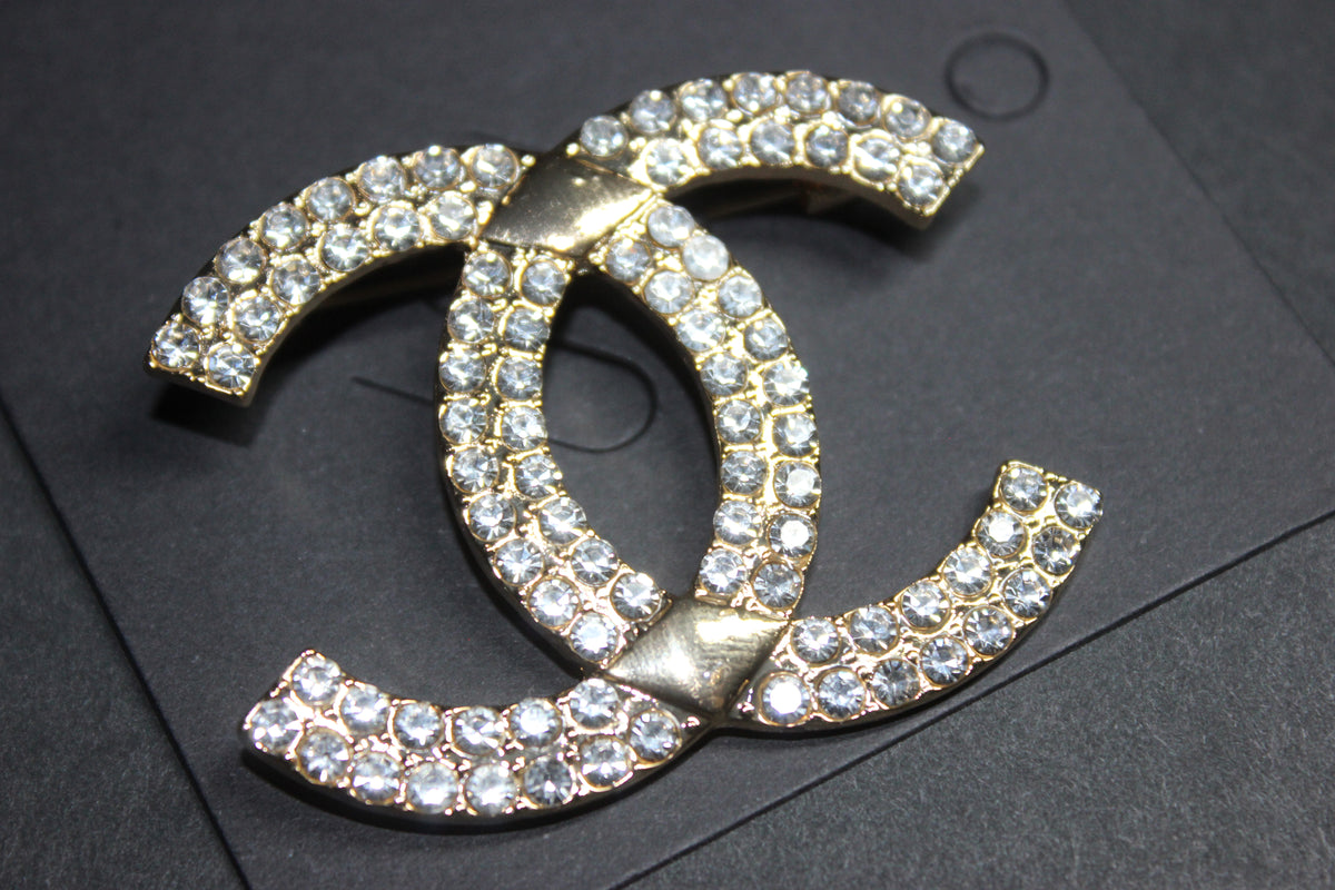 Gold Rhinestone Brooch Pin