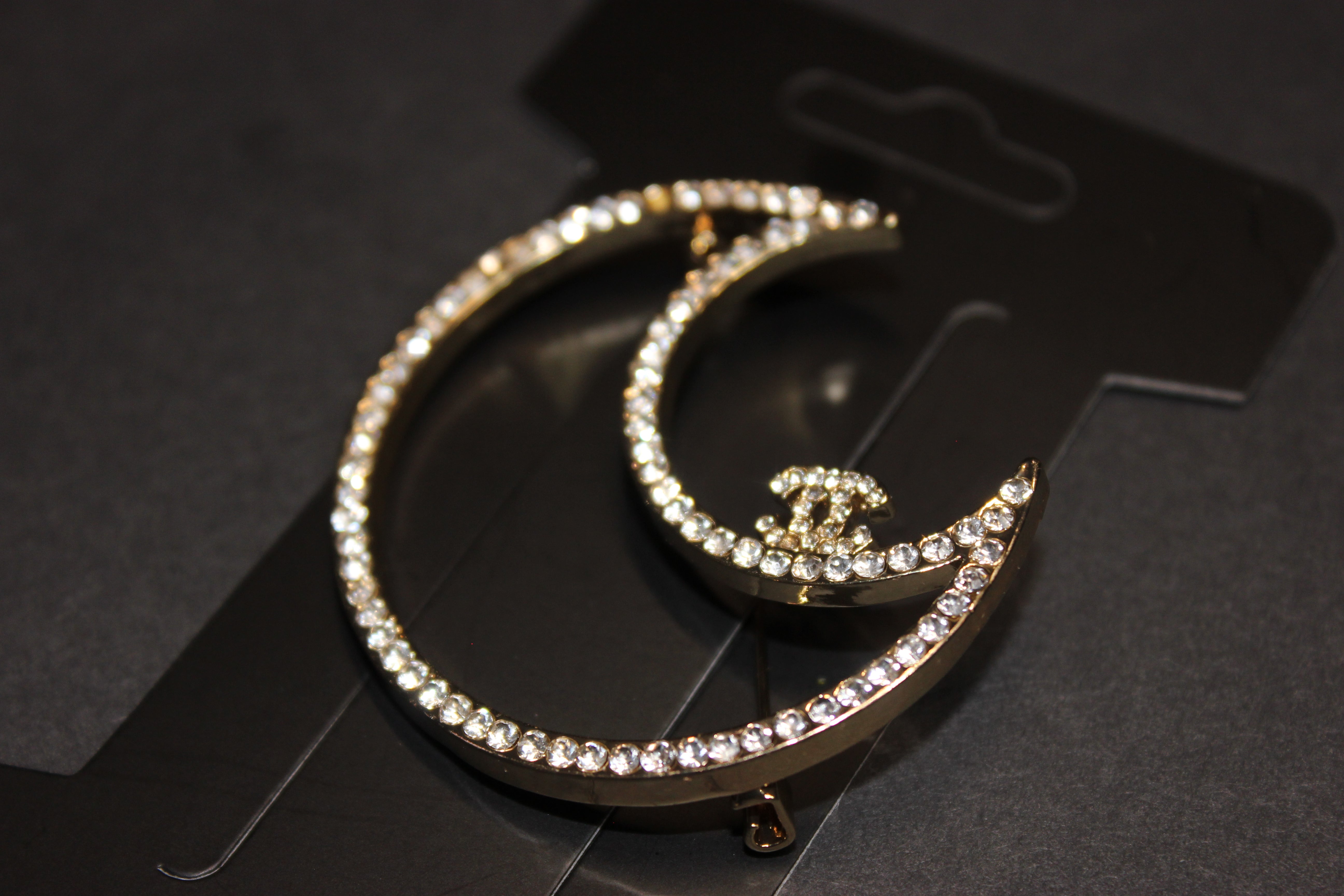 Gold Rhinestone Brooch Pin