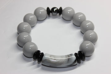 Shades Of Marble Grey & Black Beaded Bracelet