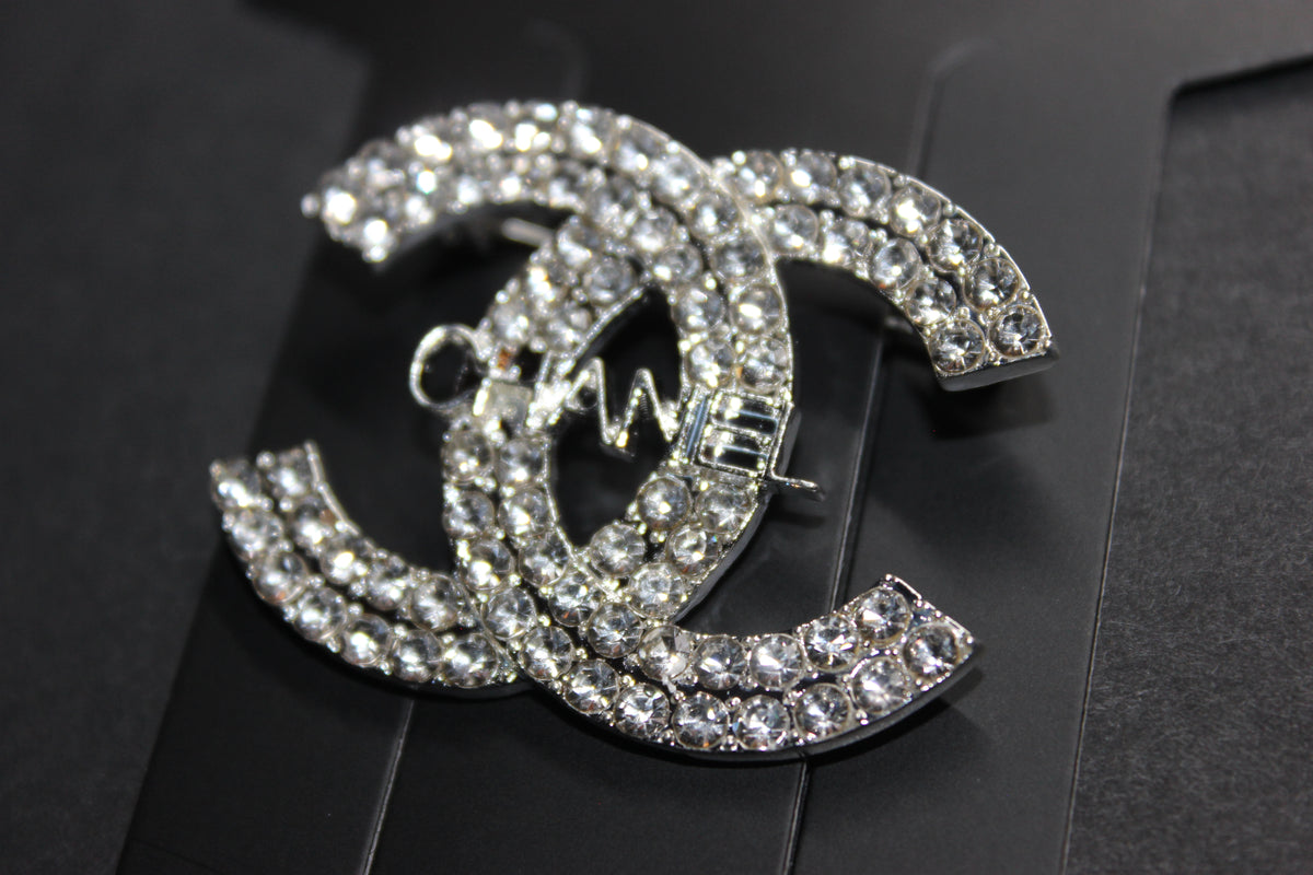Silver Rhinestone Brooch Pin