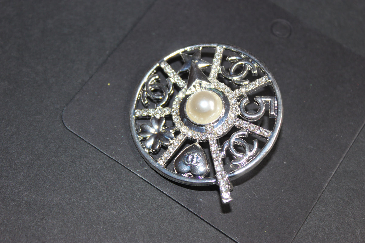 Silver Pearl Brooch Pin
