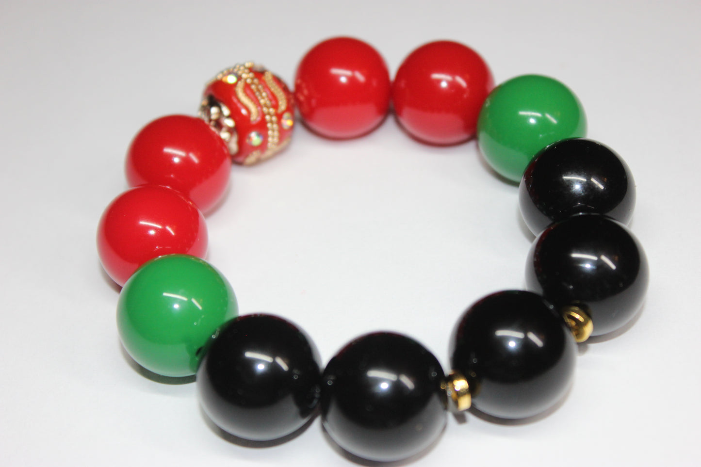 CBC Exclusive Large Beaded Bracelet- Red/Green/Black/Gold