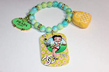 Yellow Green Aquamarine w/ Gold Charm Bracelet (1)