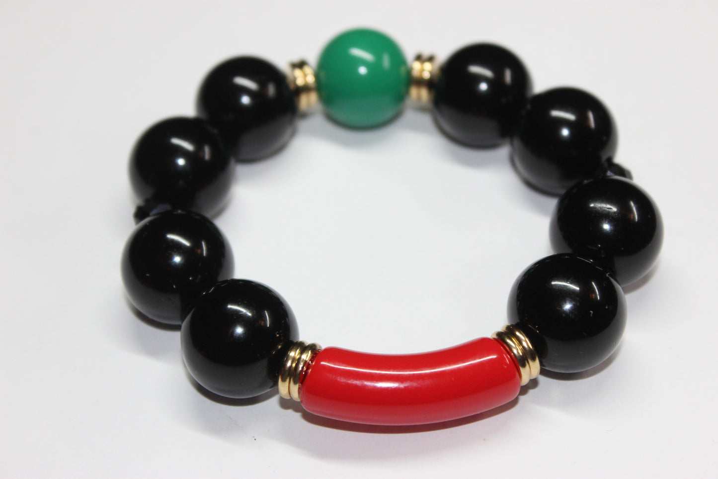 CBC Exclusive Large Beaded Bracelet- Black/Red/Green/Gold