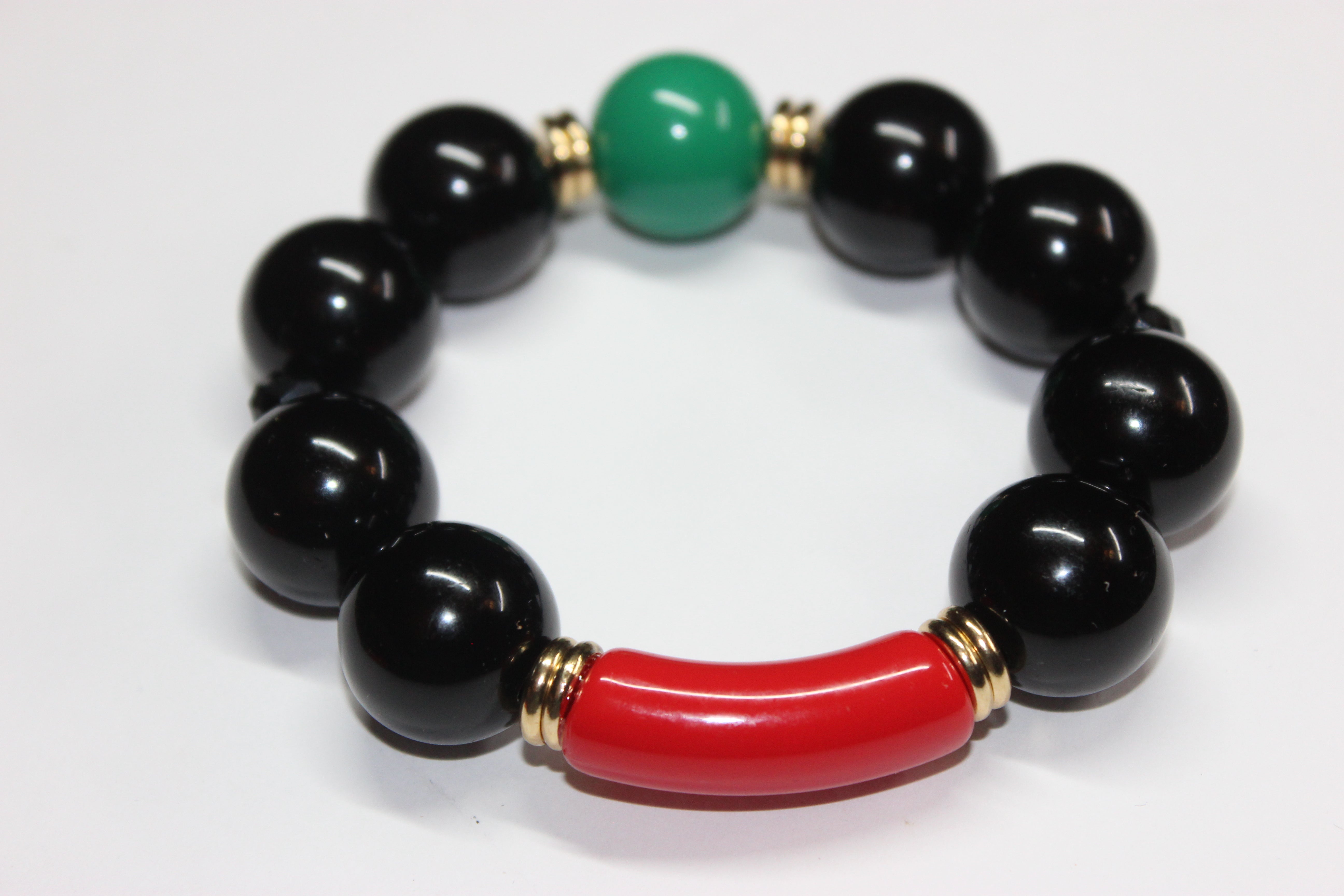 CBC Exclusive Large Beaded Bracelet- Black/Red/Green/Gold