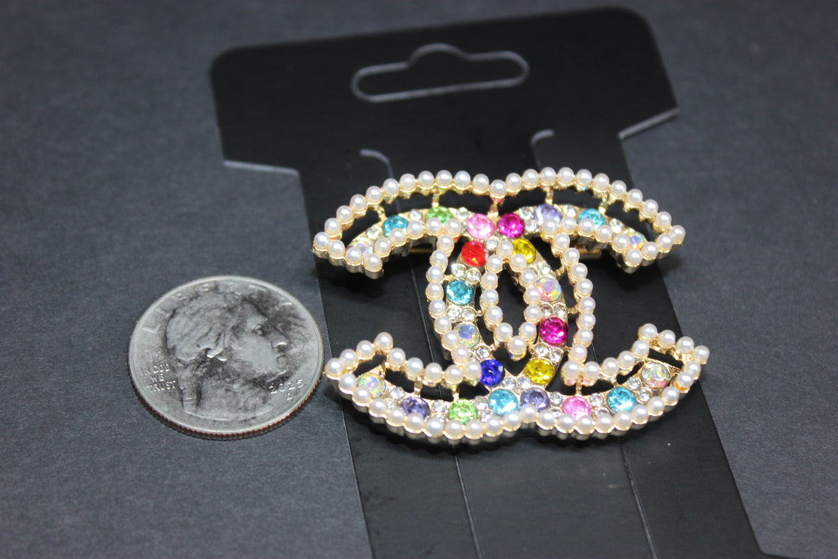 Pearl Colorful & Gold Brooch Pin