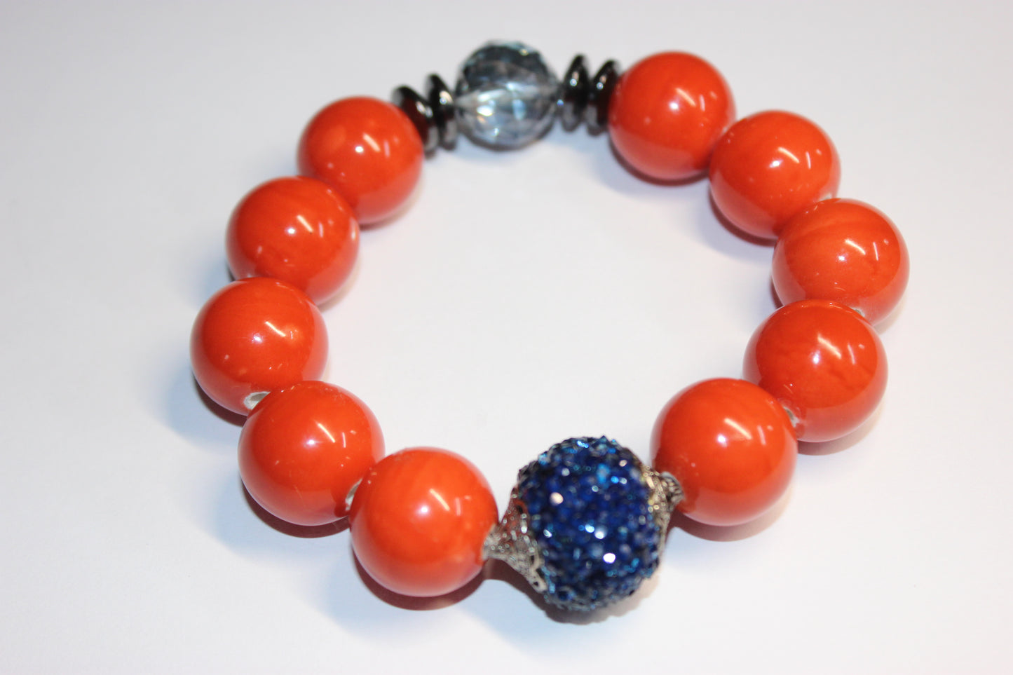 Orange & Blue Beaded Bracelet