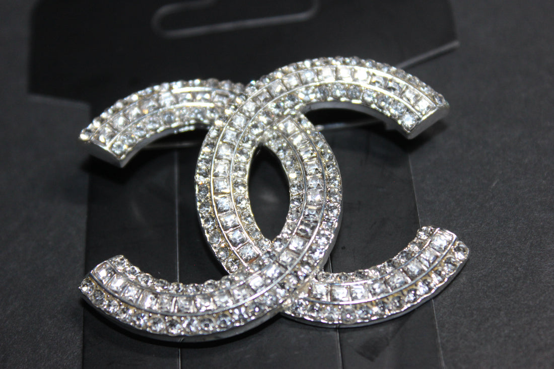 Silver Rhinestone Brooch Pin