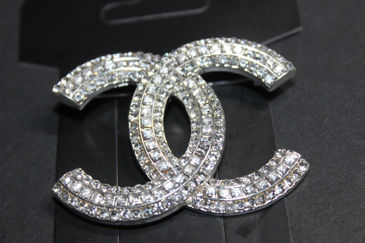Silver Rhinestone Brooch Pin
