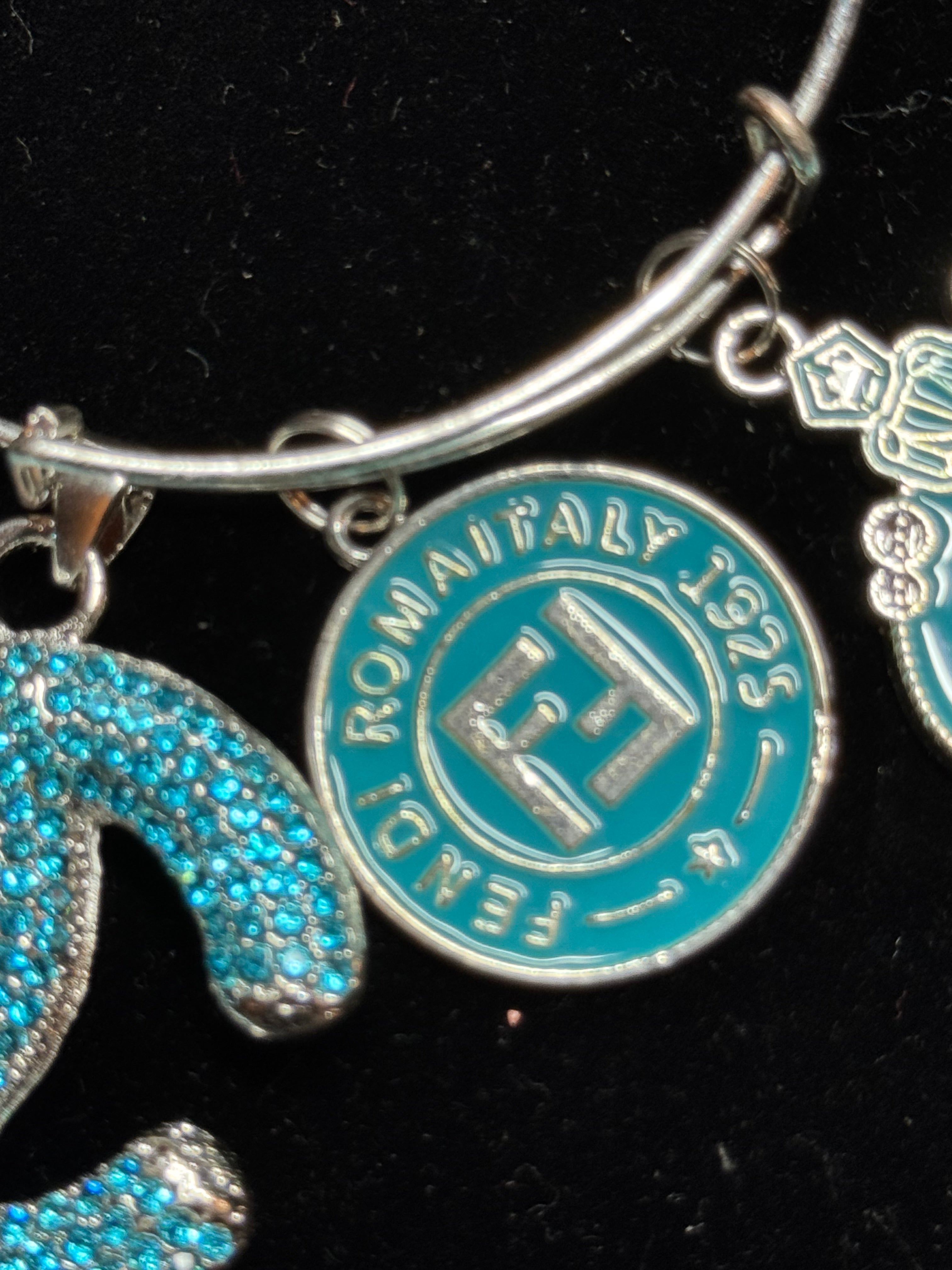 Aquamarine/Turquoise Charm Bangle