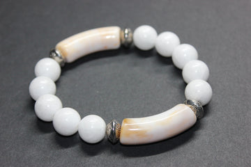 White & Silver Beaded Bracelet ONRÉ Collection