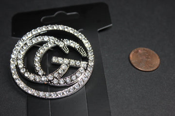Silver Rhinestone Brooch Pin
