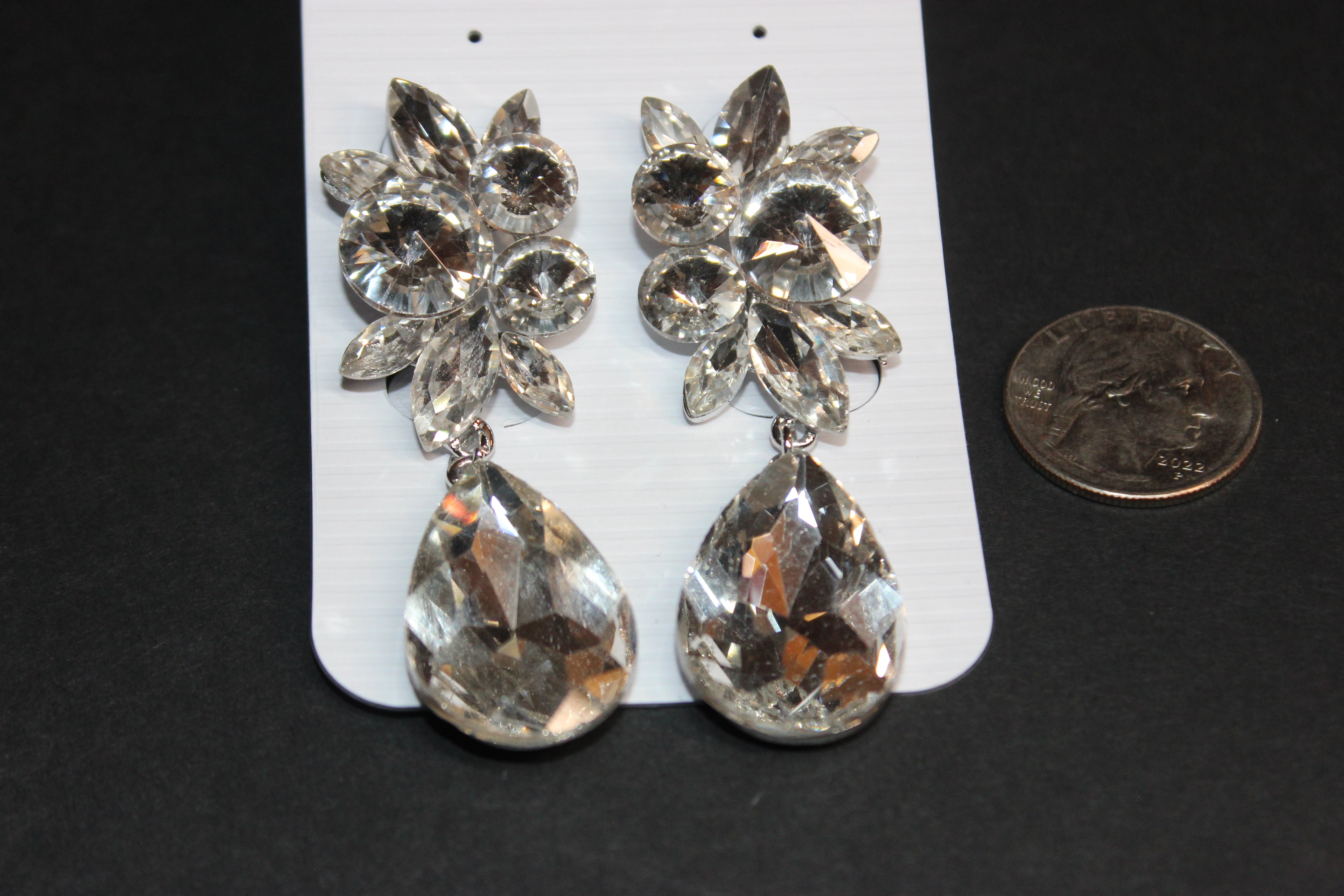 Clip On Clear Crystal Pineapple Drop Earrings