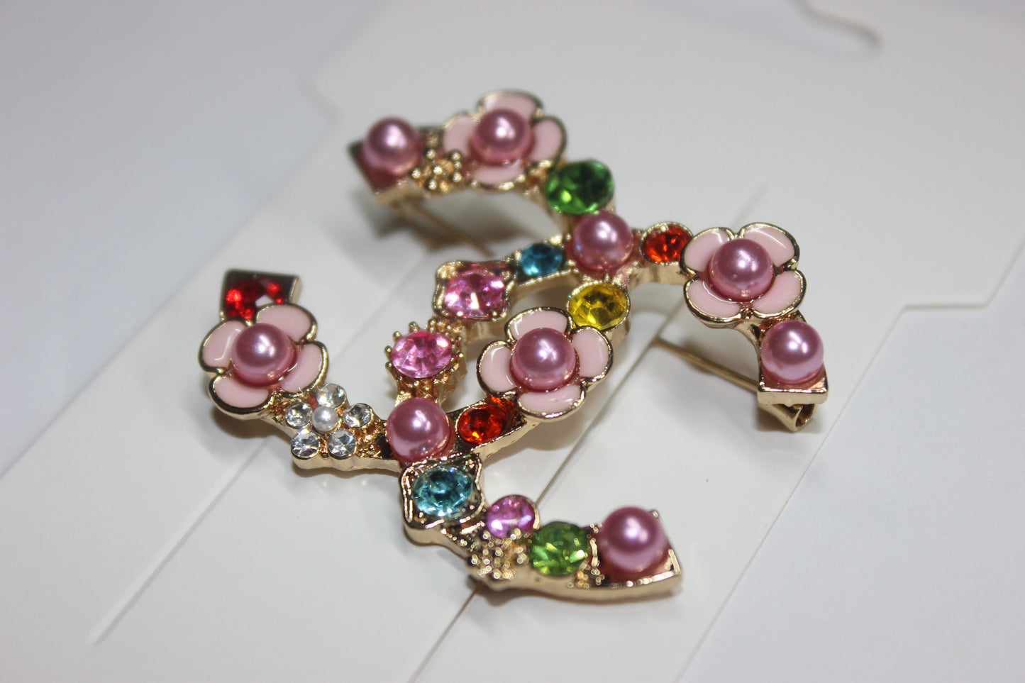Pink/Colorful & Gold Brooch Pin