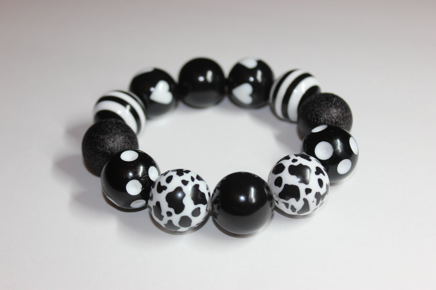 Large Black & White Beaded Bracelet