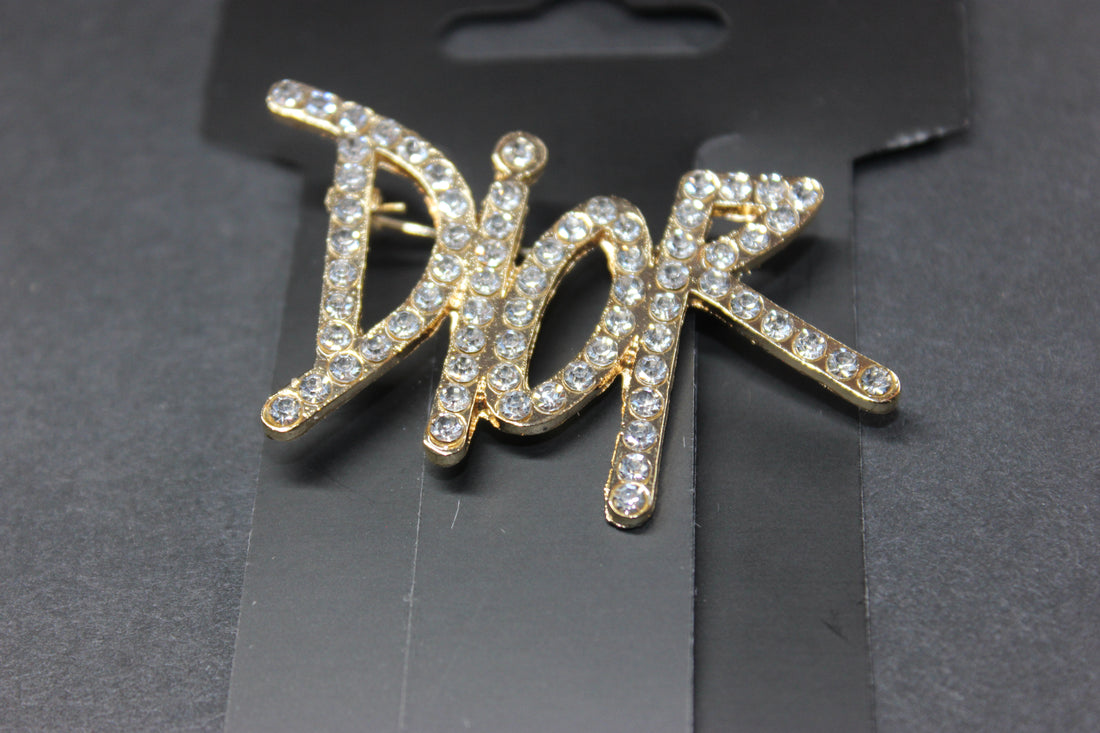 Gold Rhinestone Brooch Pin