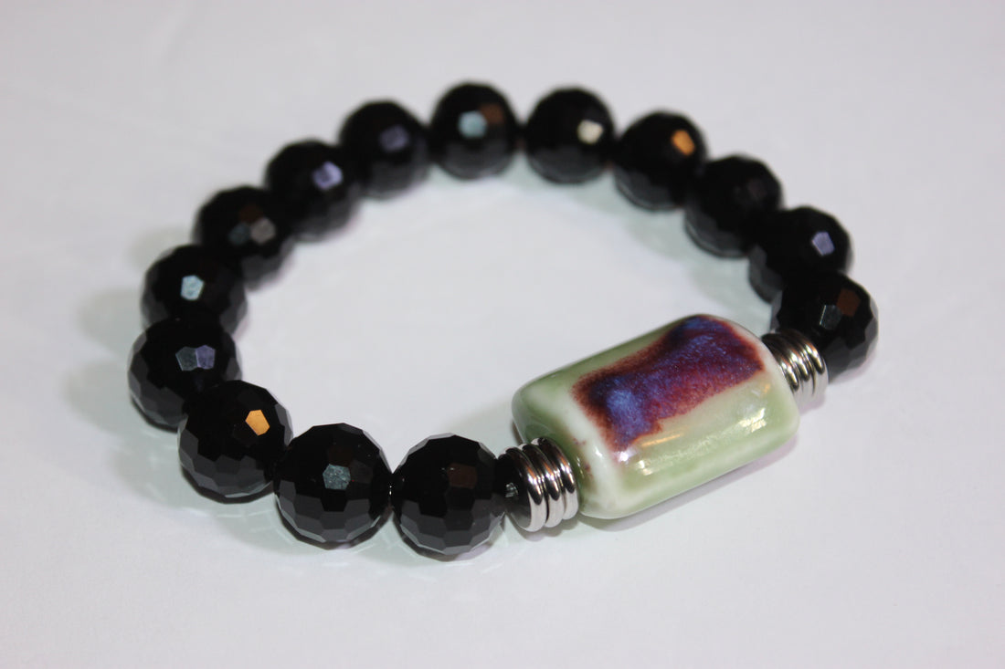Black Ice Signature Bracelet With Earth Tone Gemstone