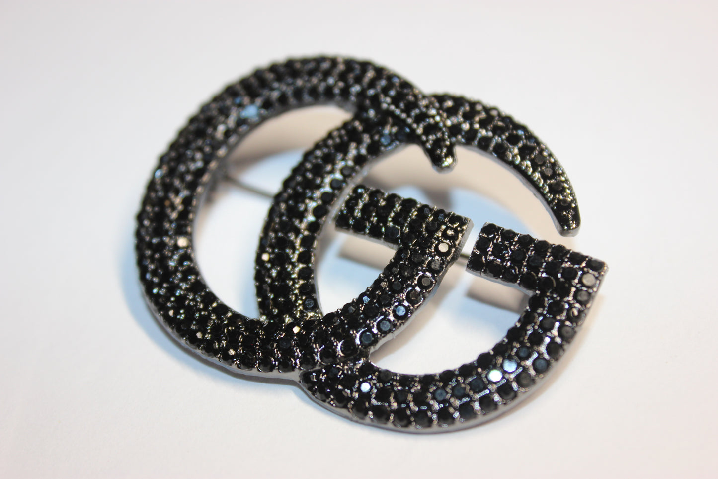 Black Rhinestone Brooch Pin