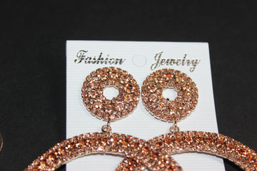 Rose Gold Rhinestone Hoop Earrings