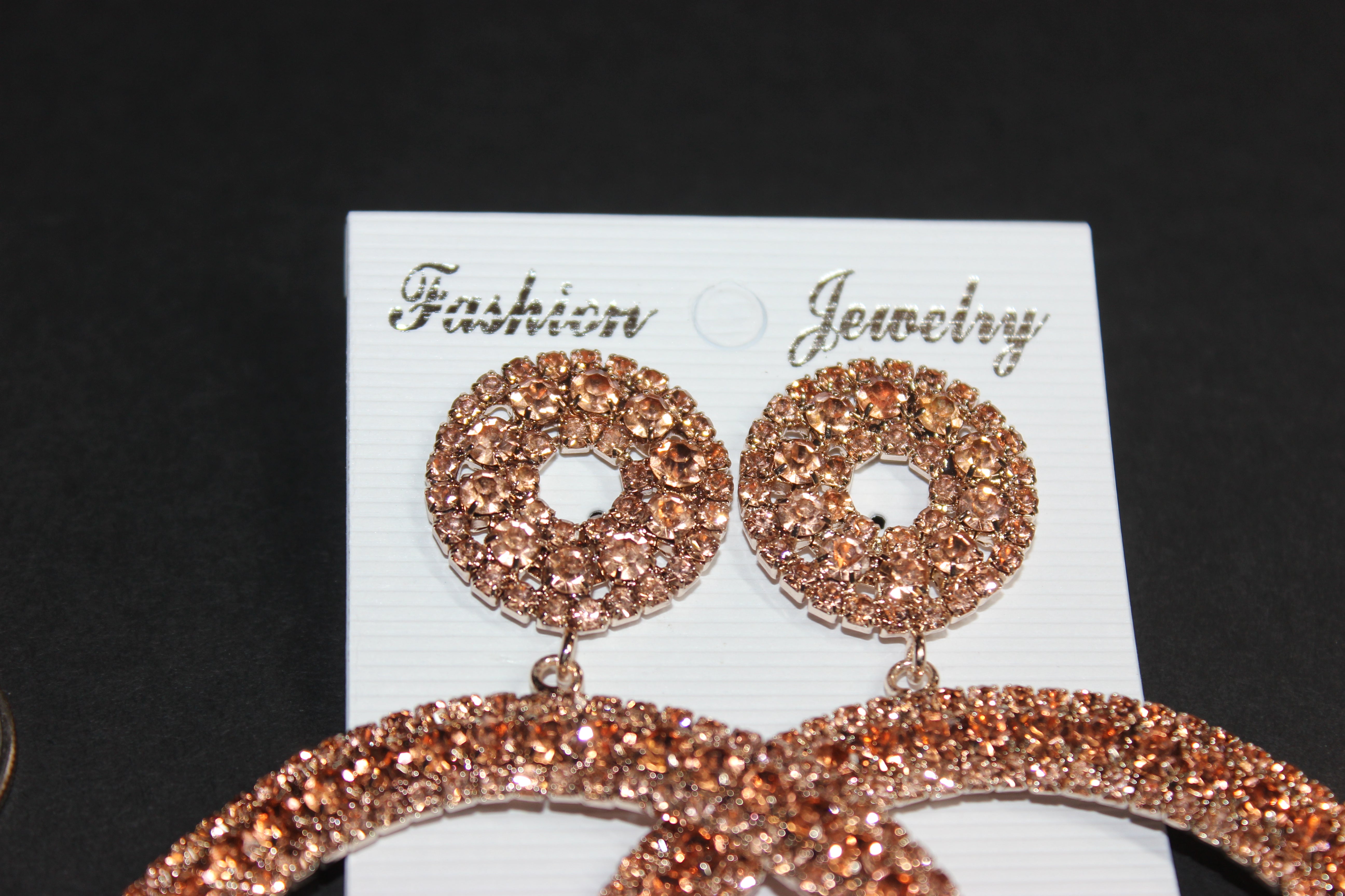 Rose Gold Rhinestone Hoop Earrings