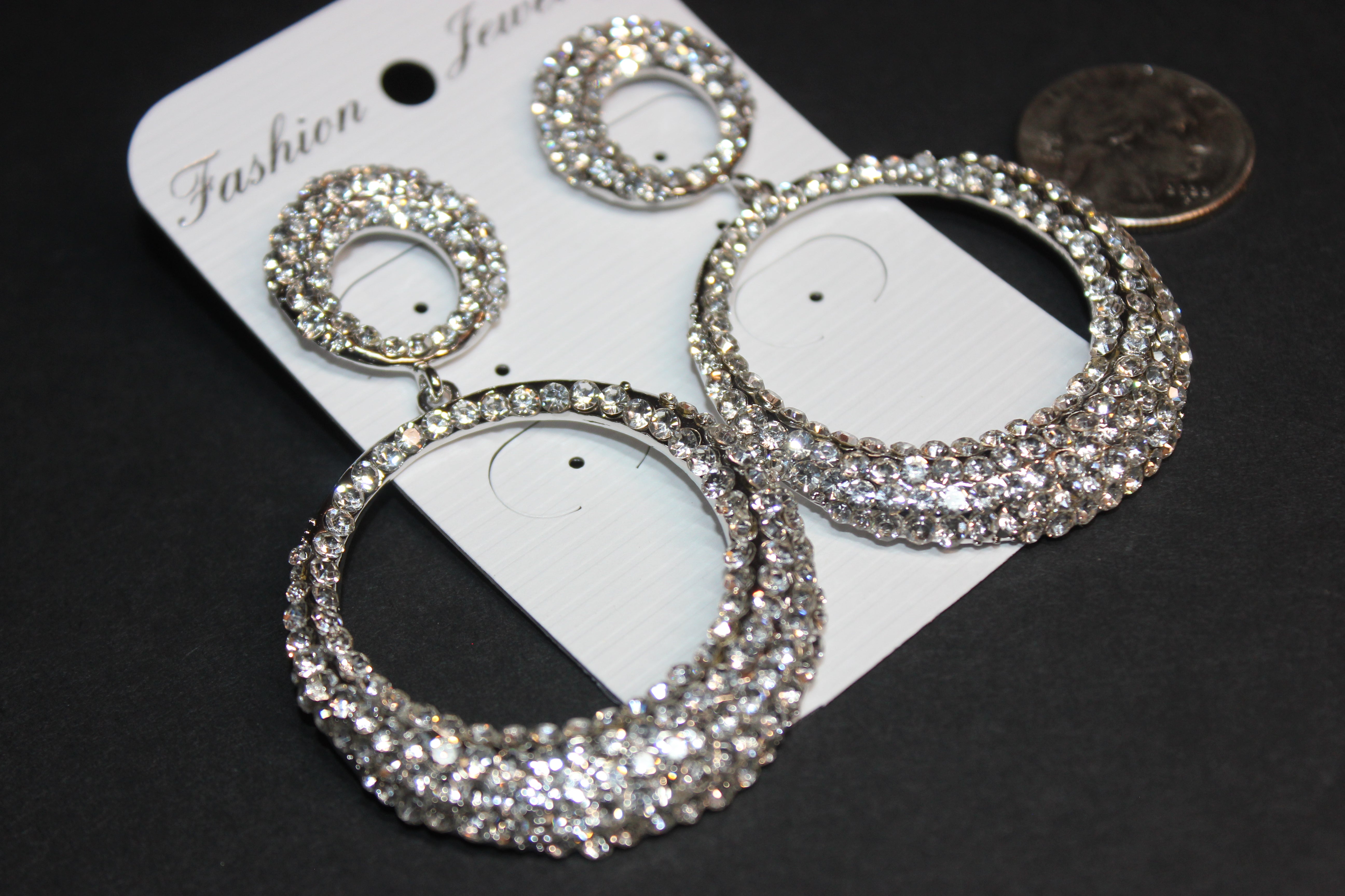 Silver & Clear Rhinestone Earrings