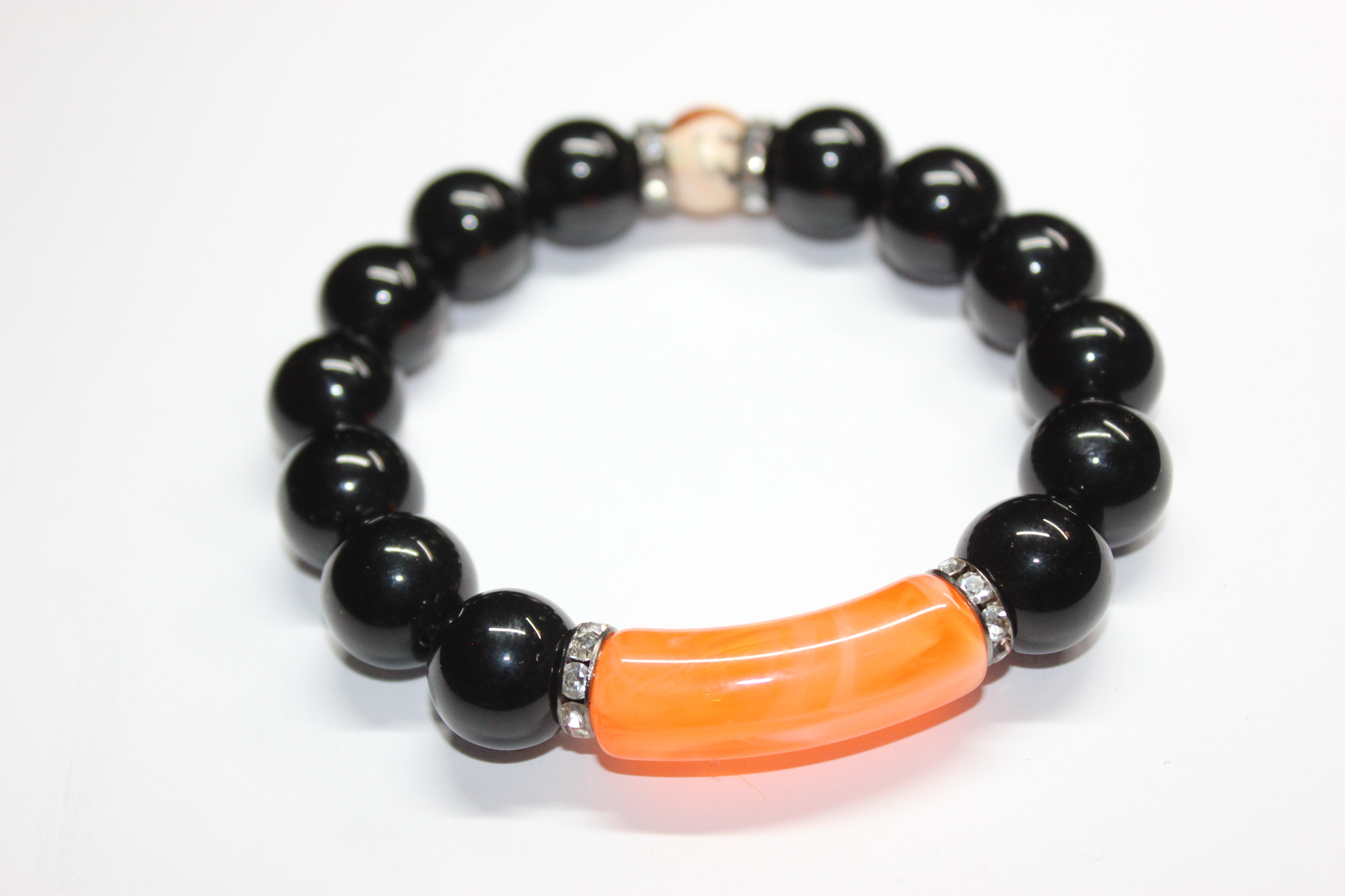 Black & Orange Beaded Bracelet