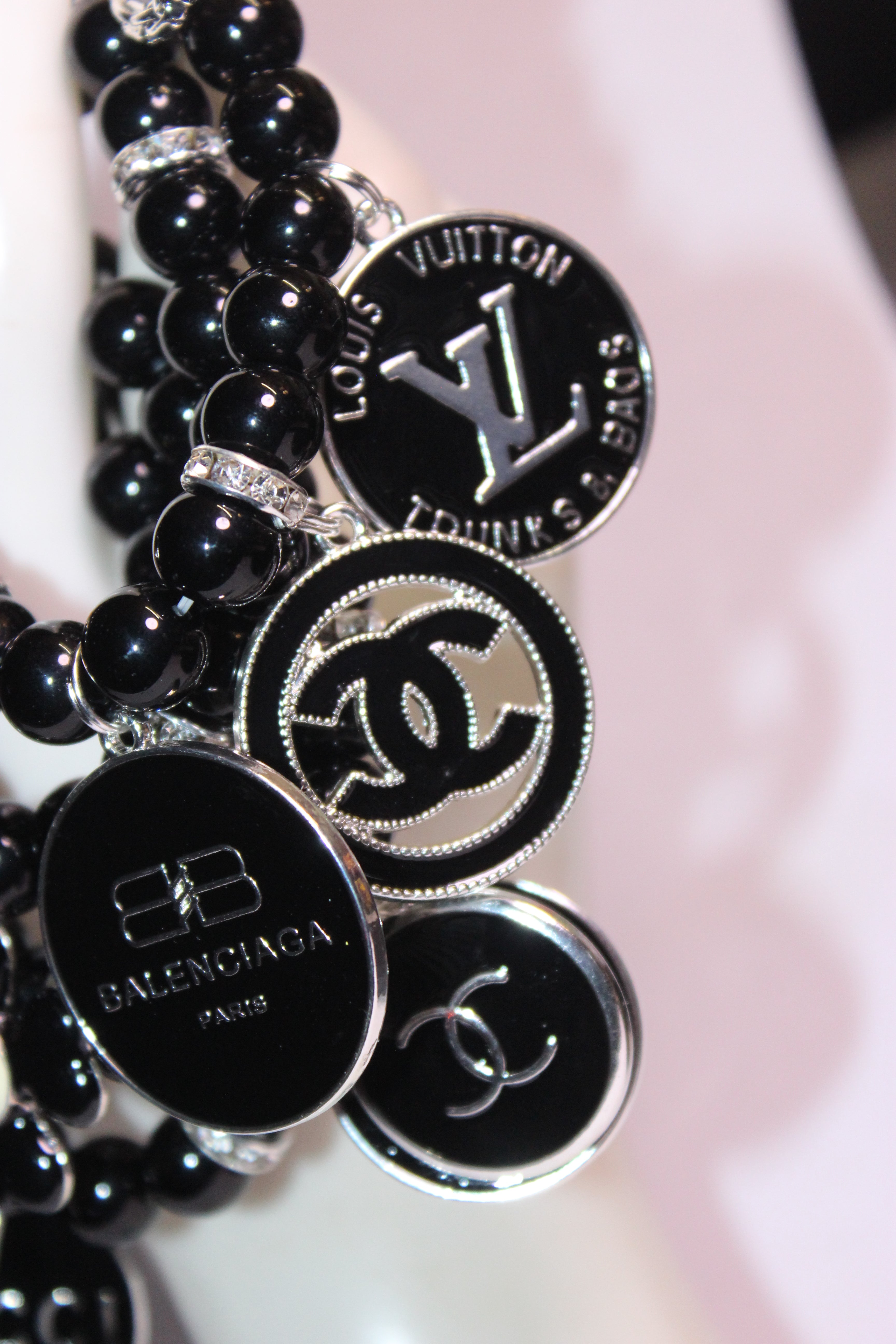 Black & Silver 4 Piece Charm Bracelet Set