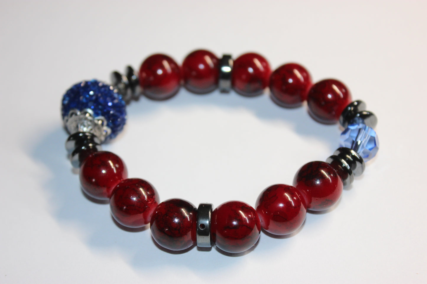 Red & Blue Beaded Bracelet