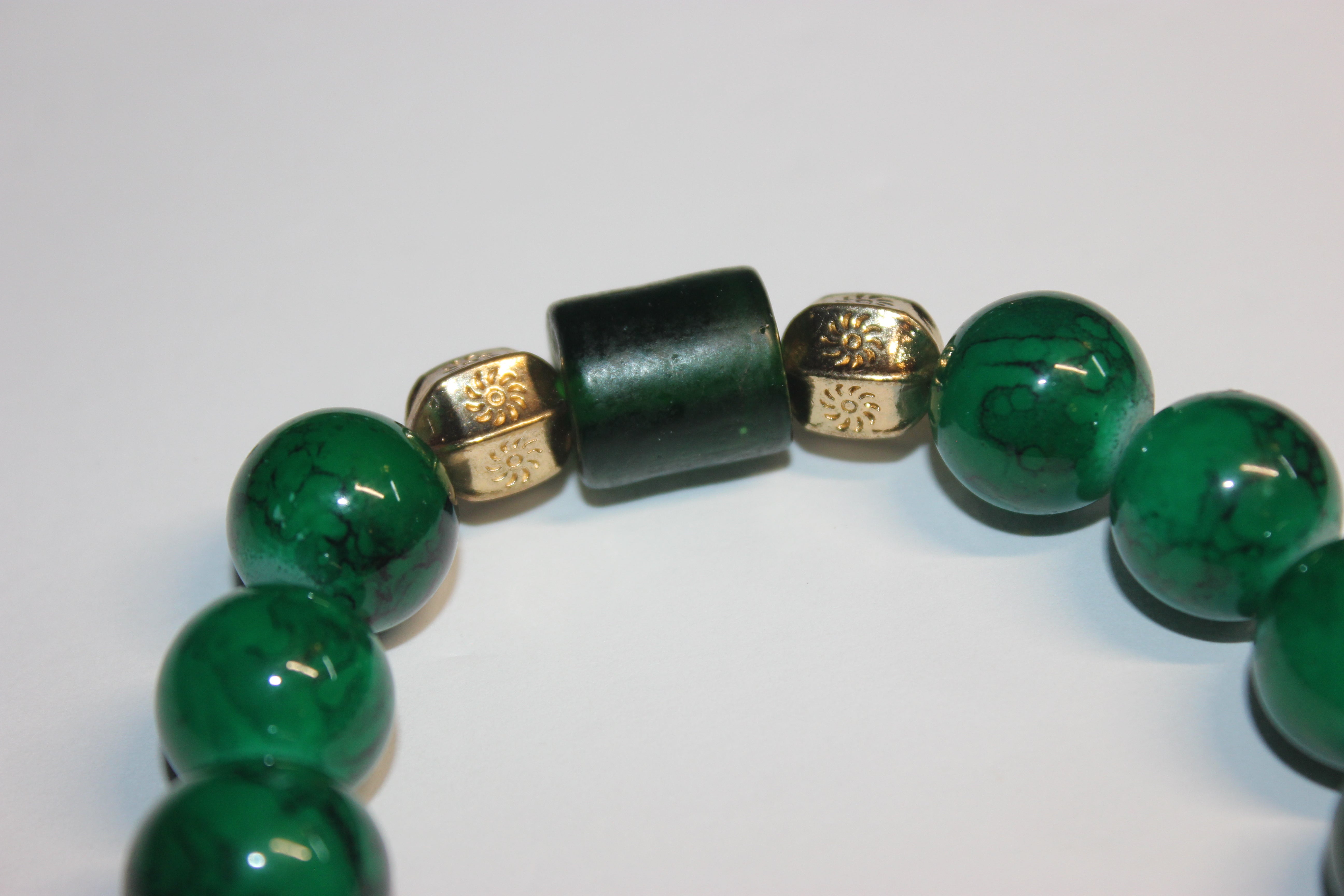 Shades Of Green & Gold BOBCAT Beaded Bracelet