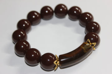 Chocolate Brown w/ Gold Beaded Bracelet