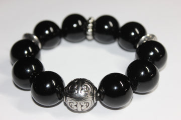Black & Silver Large Beaded Bracelet