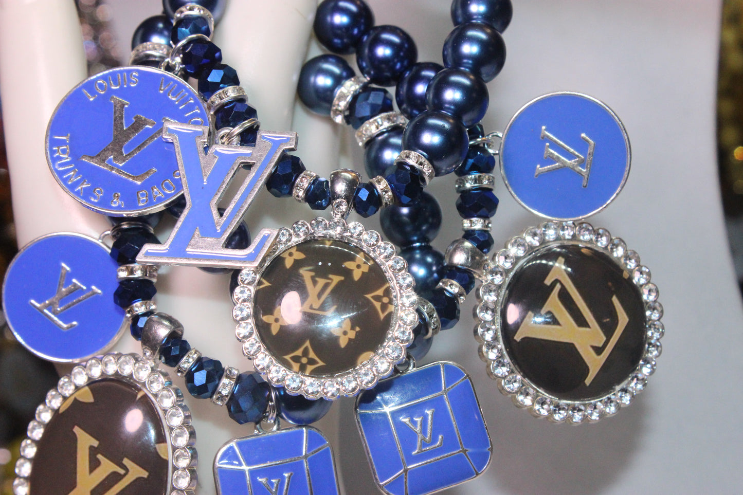 3 Piece Blue Pearl Charm Set
