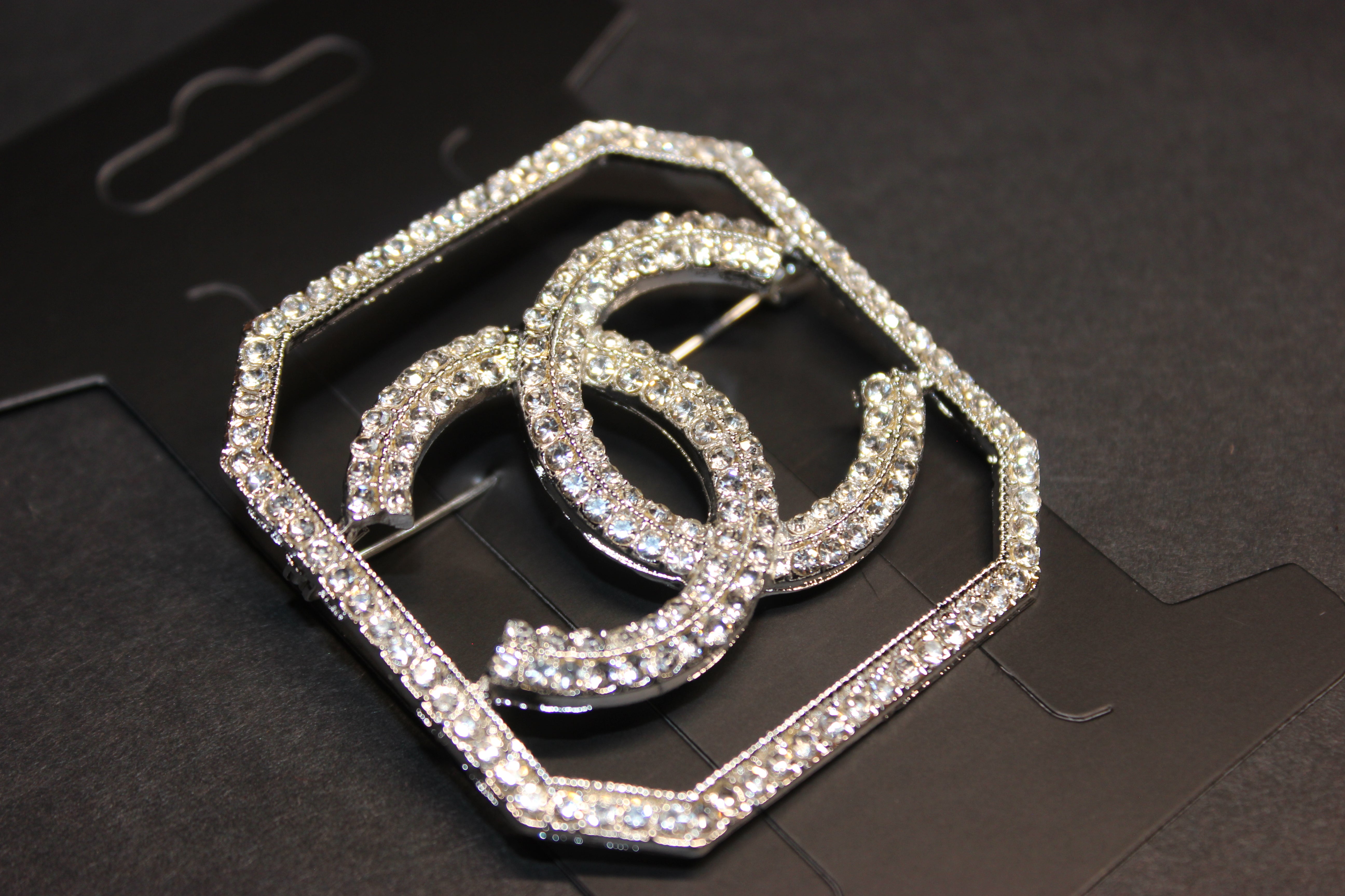 Rhinestone Silver Brooch Pin