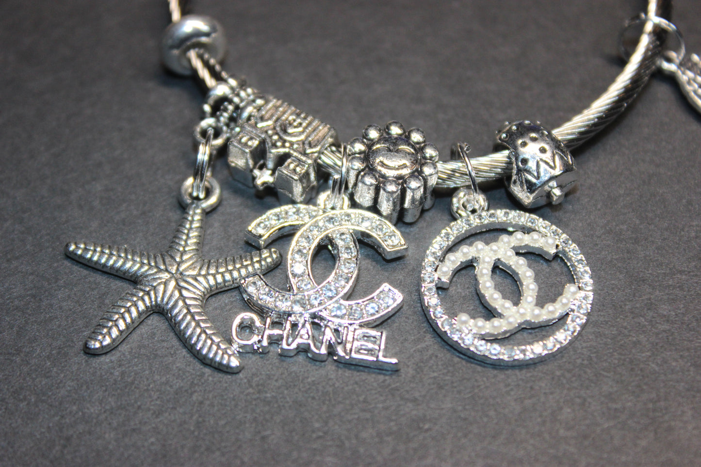 Silver Charm Bangle Bracelet