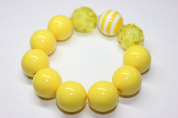 Yellow & White Large Beaded Bracelet