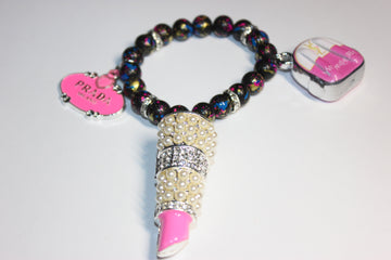 Black White & Pink Charm Bracelet (1)