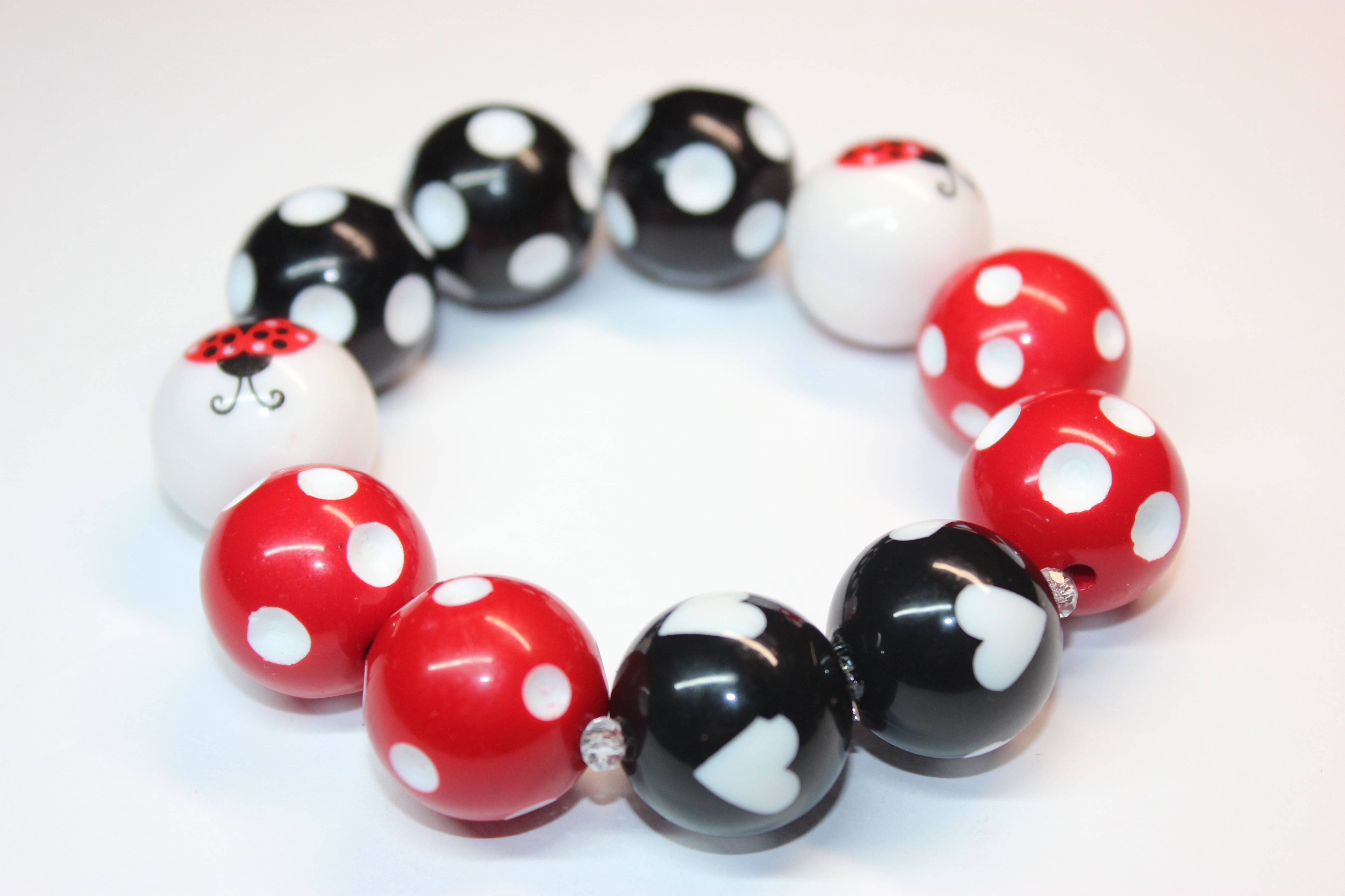 Red White & Black Ladybug Bracelet