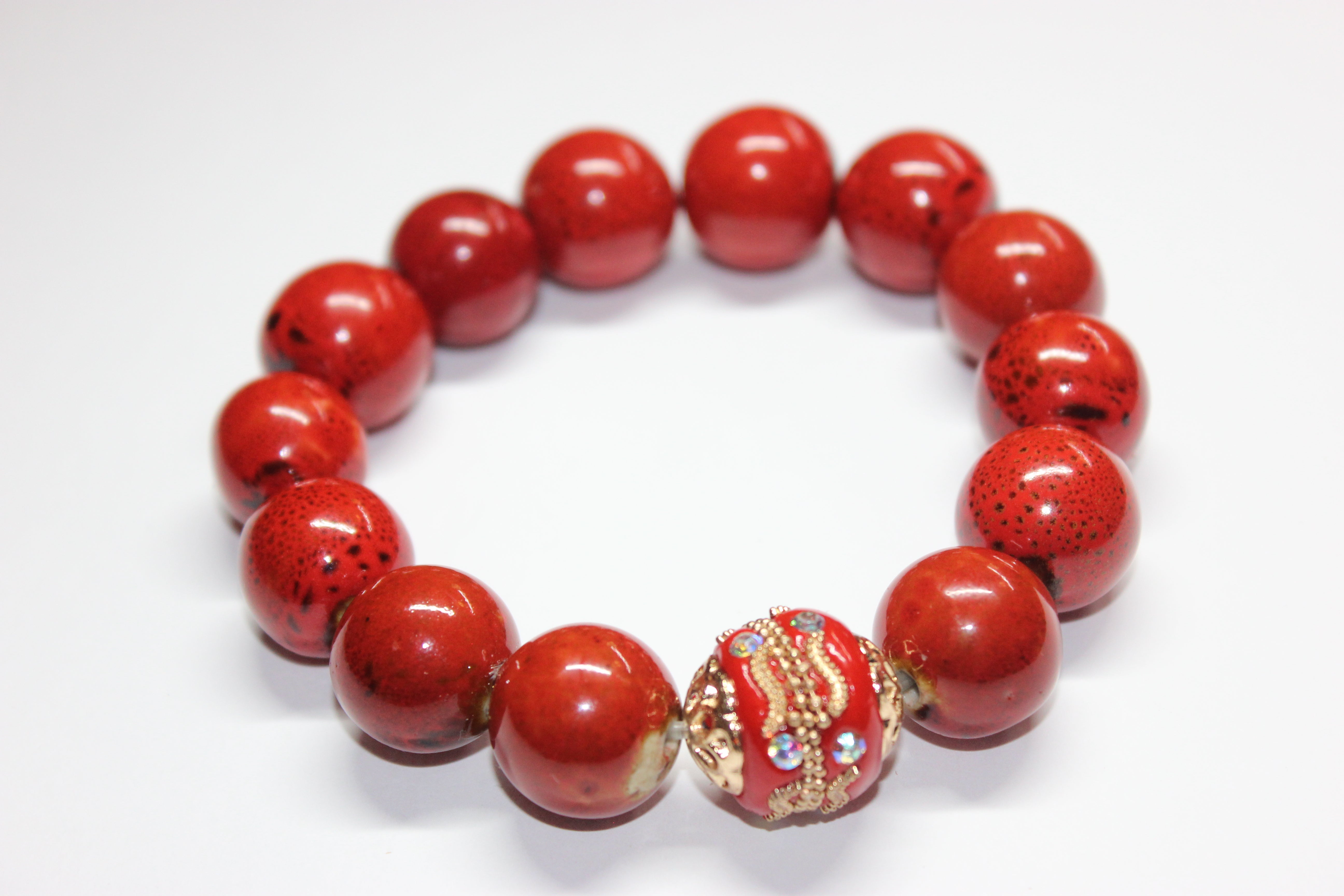 Shades Of Orange Ceramic Gemstone Bracelet
