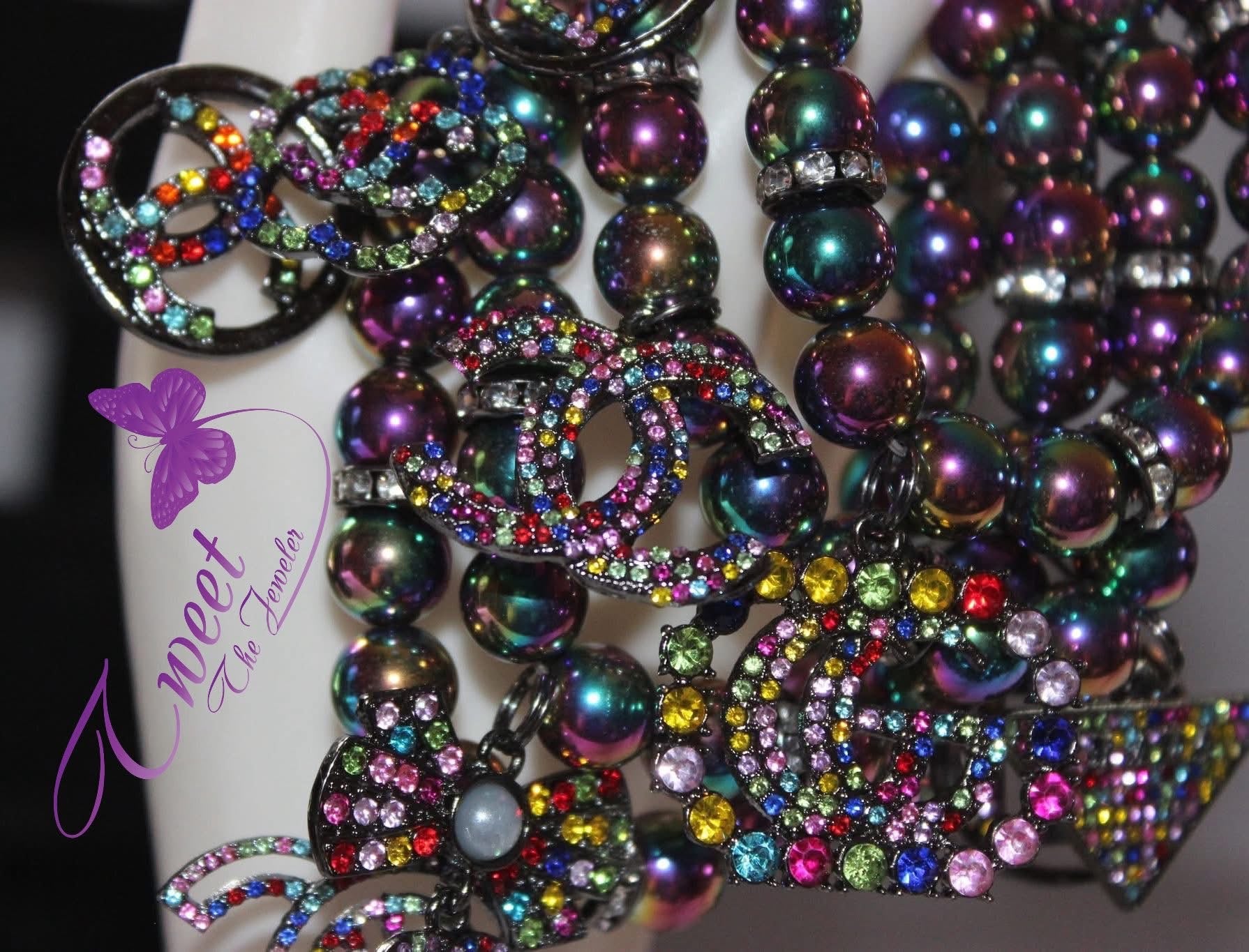 4 Piece Multicolored Charm Bracelet Set