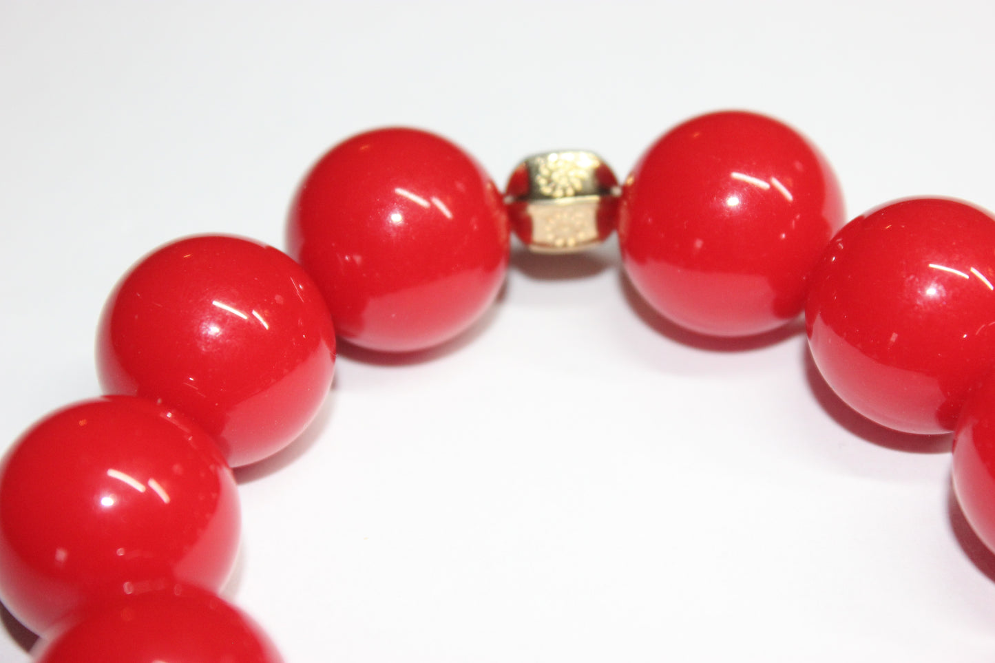 Red & Gold Large Beaded Bracelet