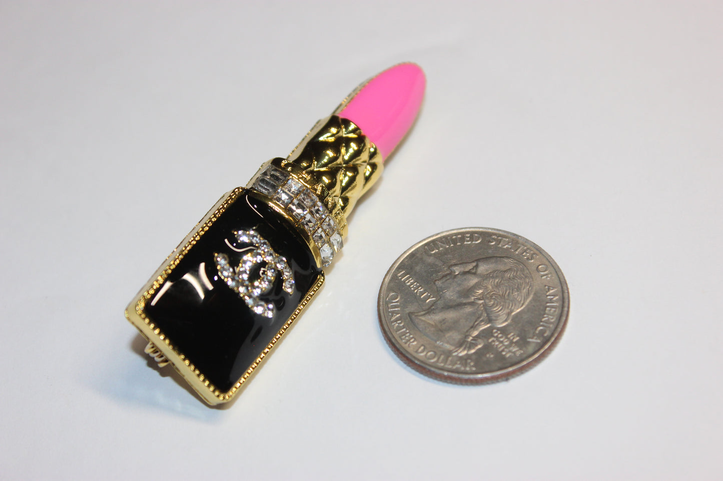 Pink Black & Gold Brooch Pin