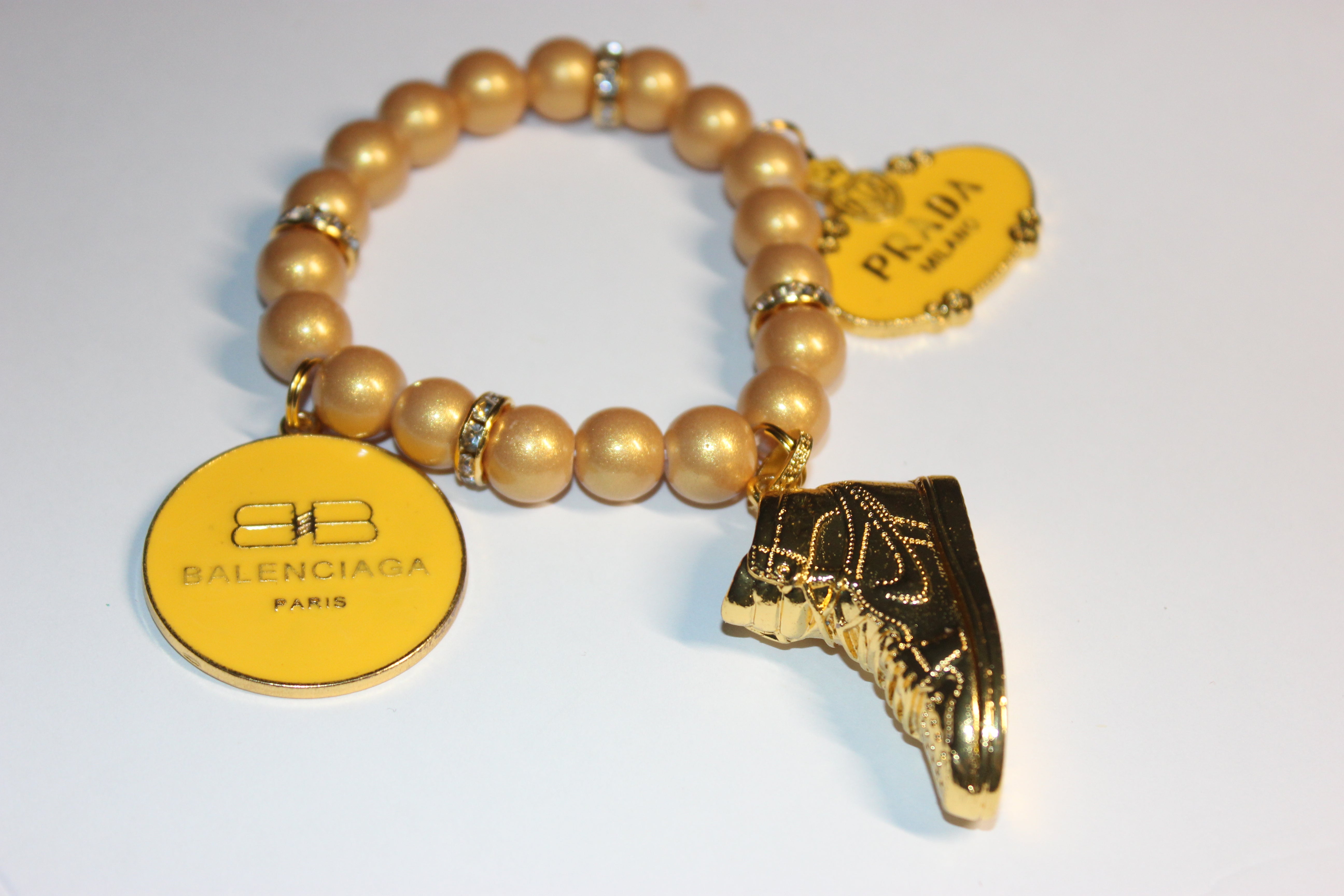 Mustard & Gold Charm Bracelet (1)