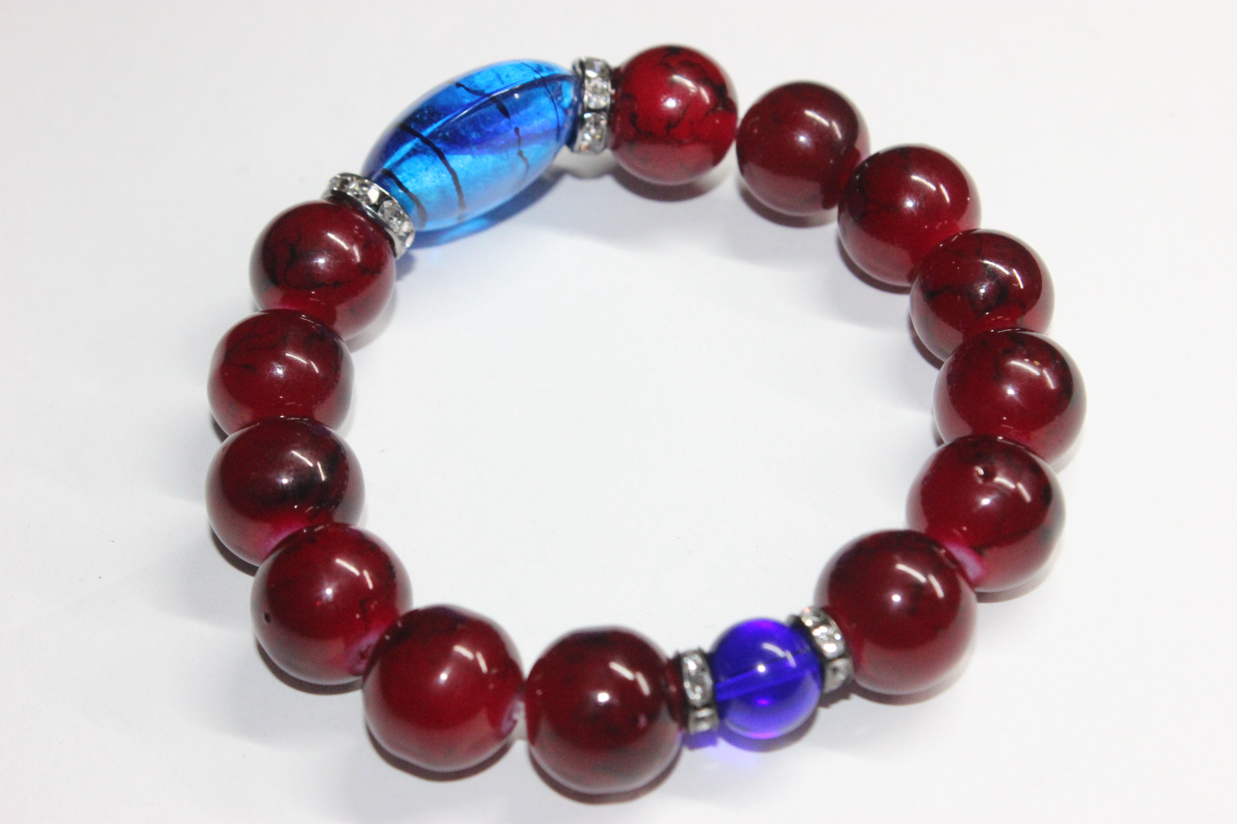 Red & Blue Beaded Bracelet