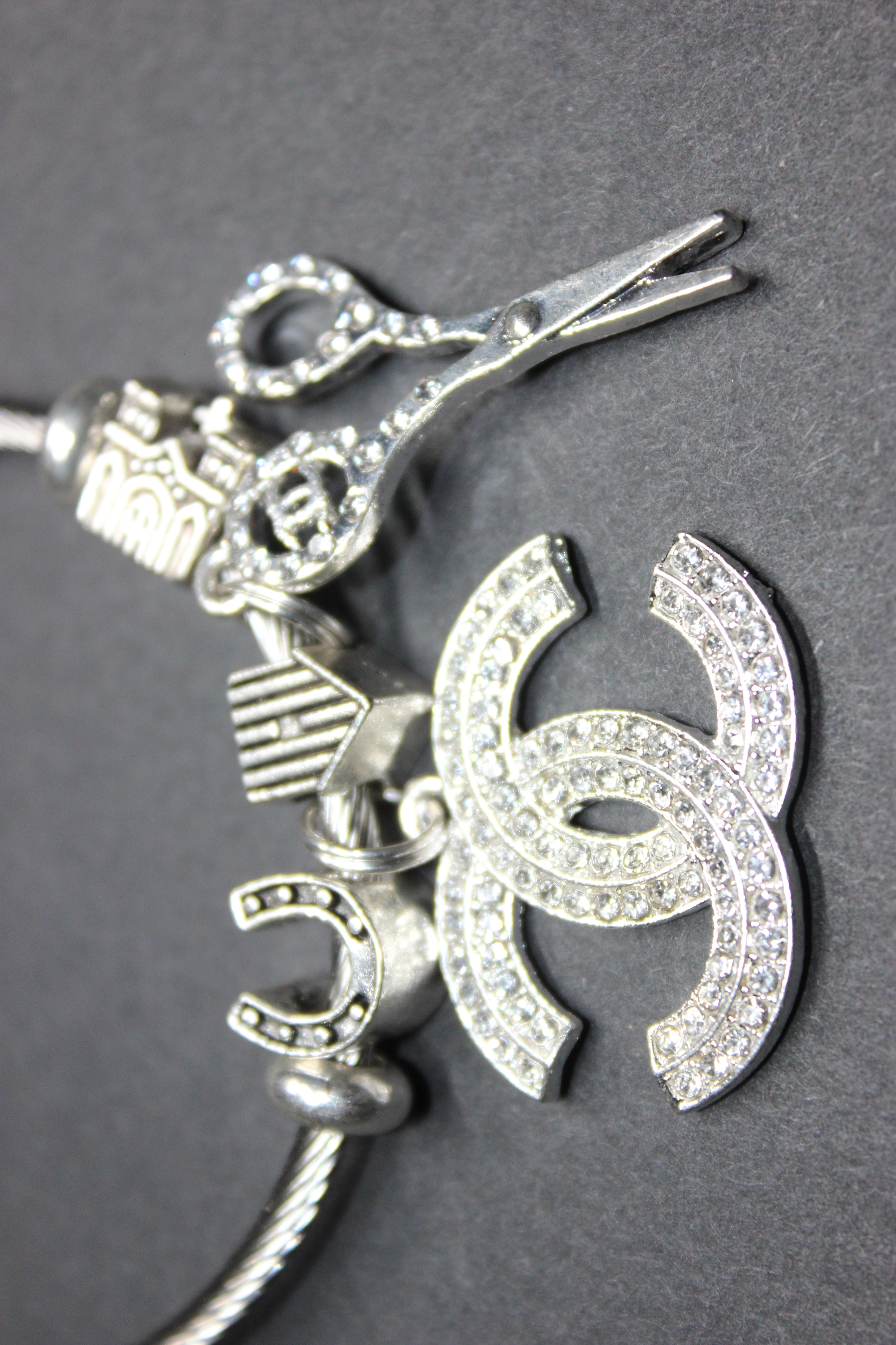 Anesidora Silver Charm Bangle Bracelet