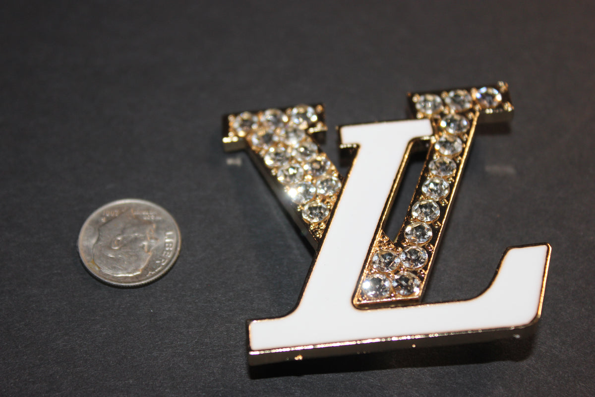 White & Gold Rhinestone Brooch Pin