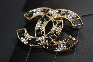 Gold Rhinestone Brooch Pin