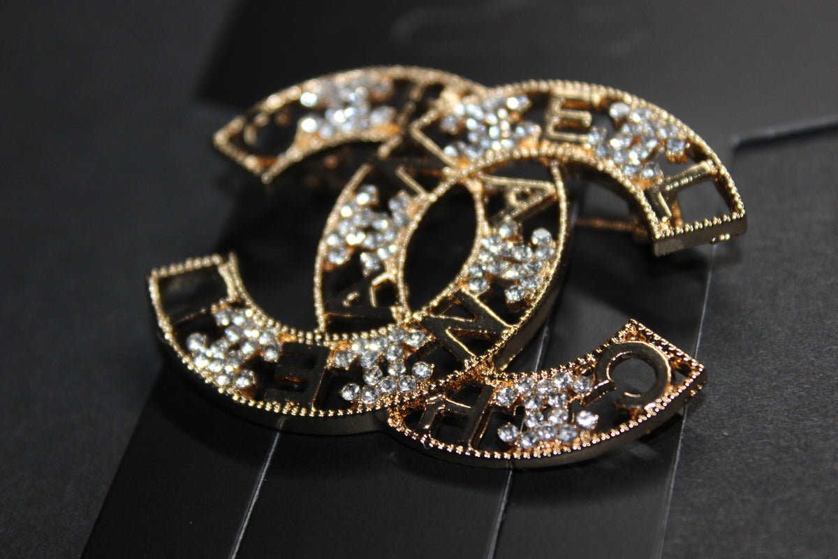 Gold Rhinestone Brooch Pin