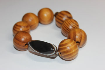 Large Brown Wooden Beaded Bracelet