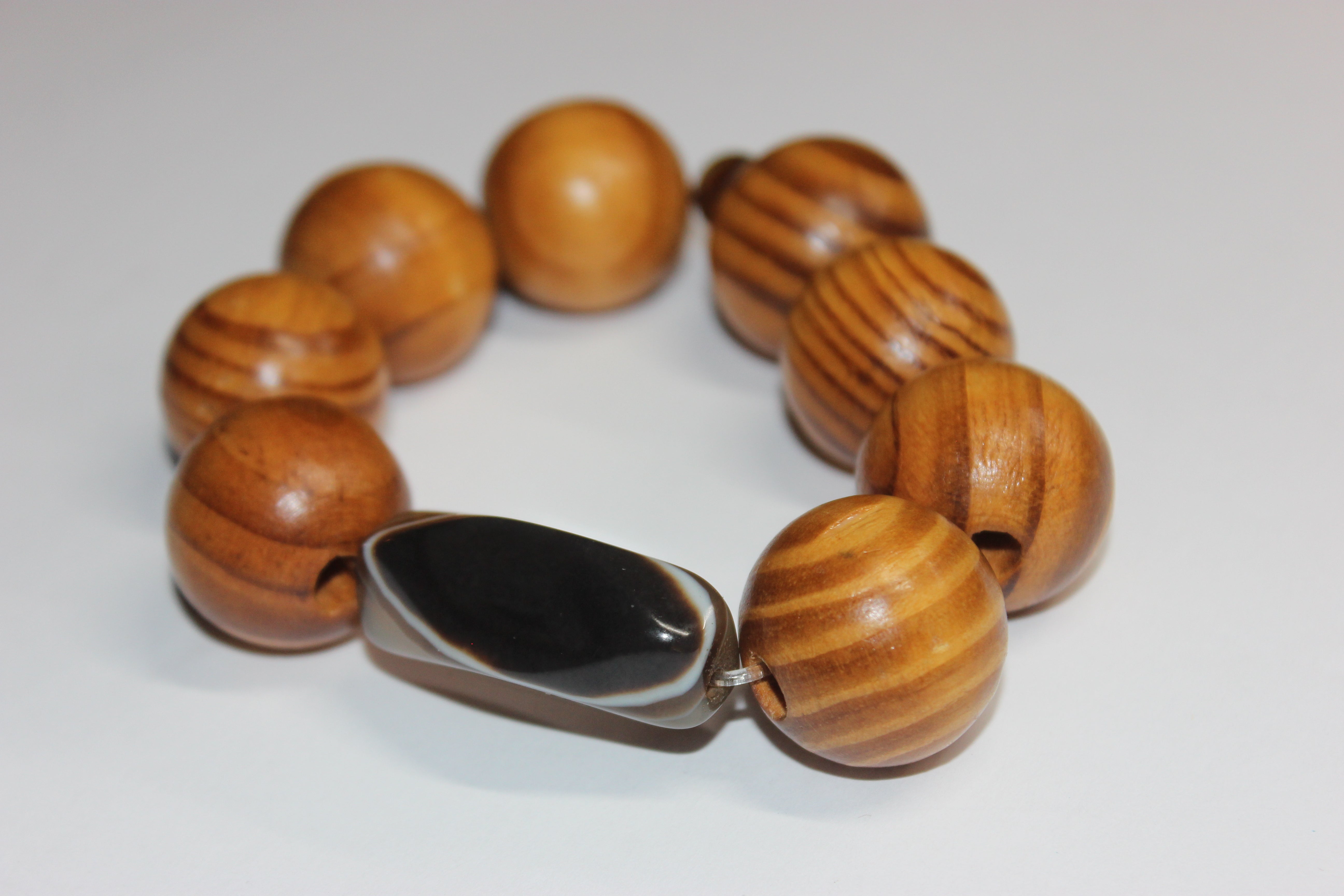 Large Brown Wooden Beaded Bracelet