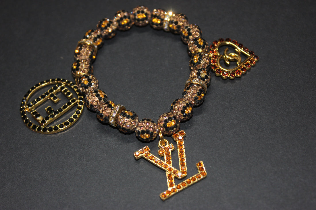 Topaz & Gold (1) Charm Bracelet ANIMAL PRINT